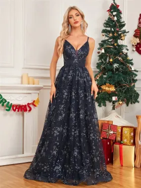 A-Line Gown with Floral Lace for Gala Evenings