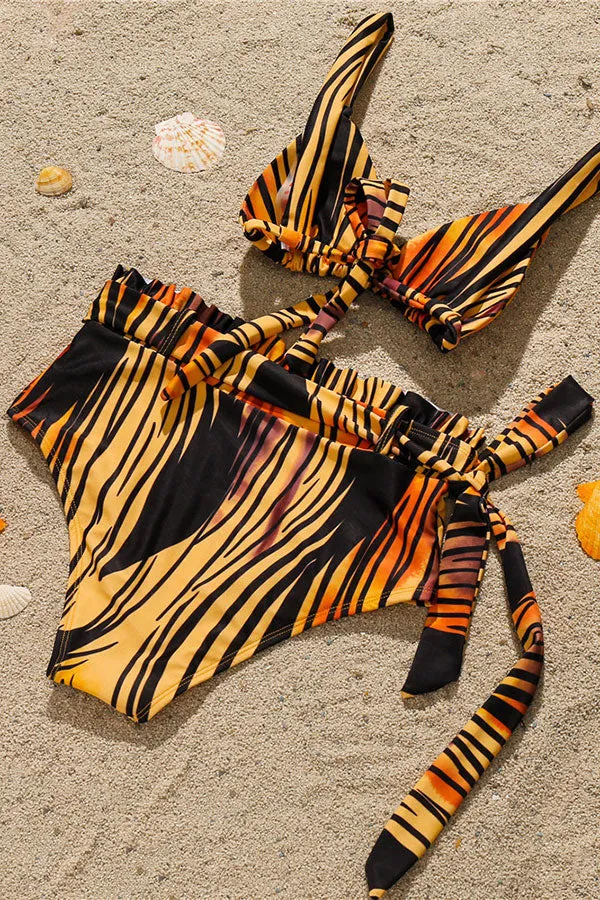 Abstract Print Stylish Strappy Bikini