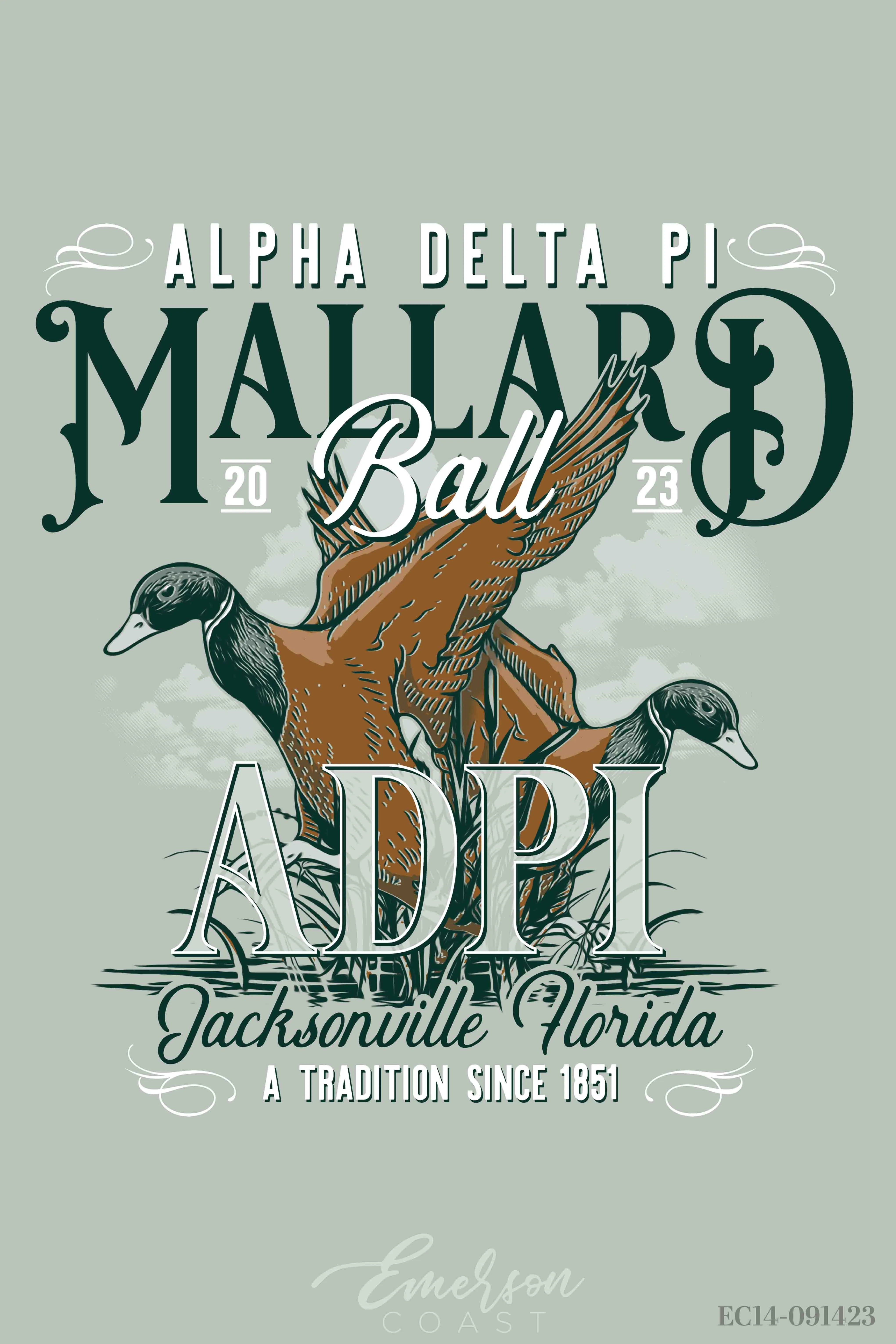 Alpha Delta Pi Jacksonville University Mallard Ball T-shirt