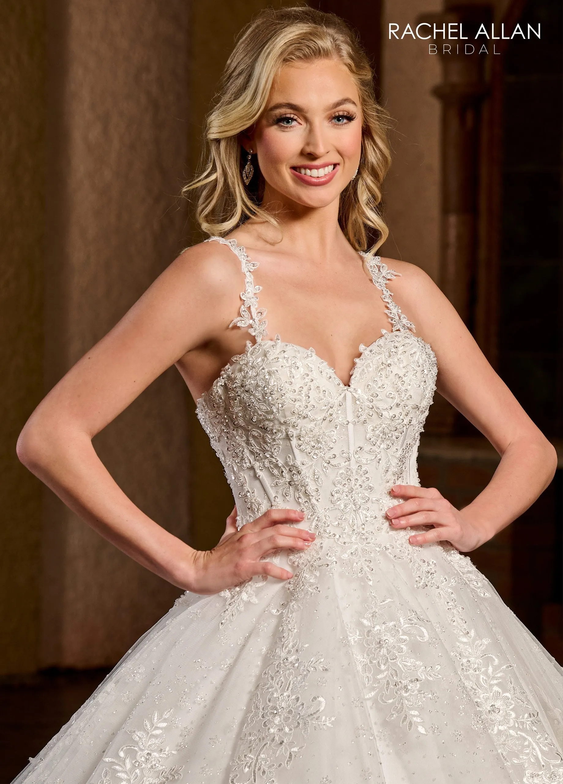 Applique Sweetheart Bridal Gown by Rachel Allan RB6125