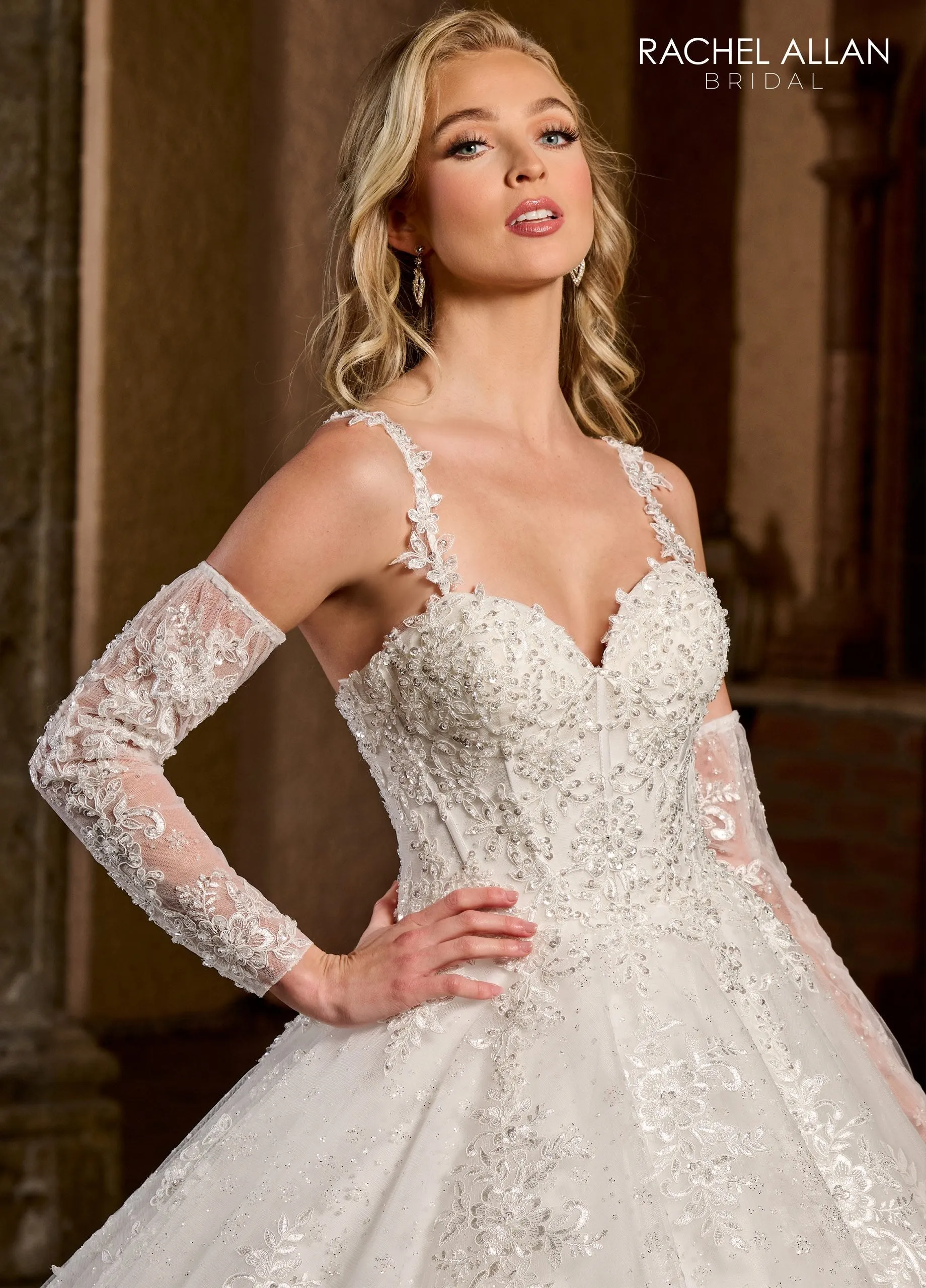 Applique Sweetheart Bridal Gown by Rachel Allan RB6125