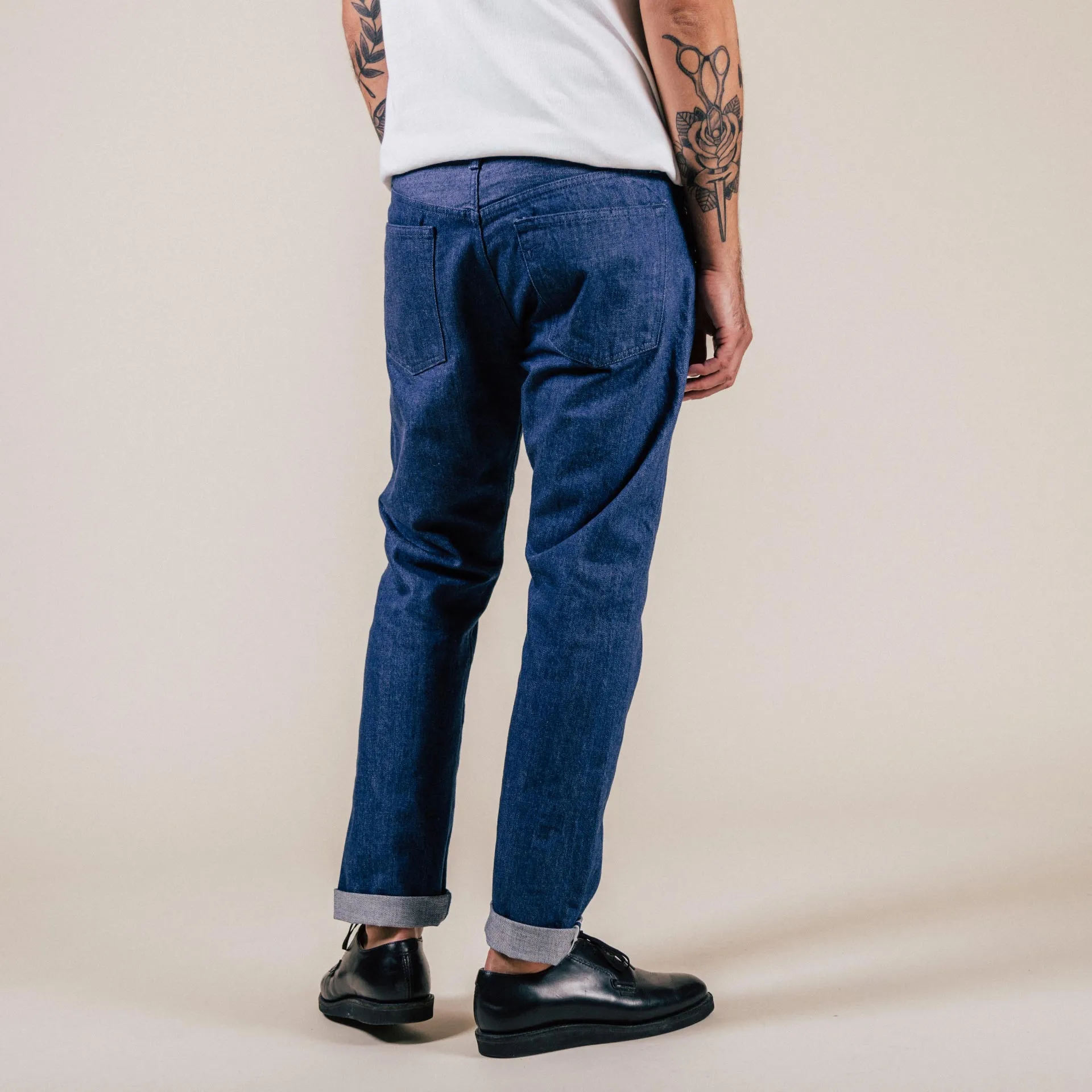 B-04 RELAXED 14 oz. selvedge colour denim / blue