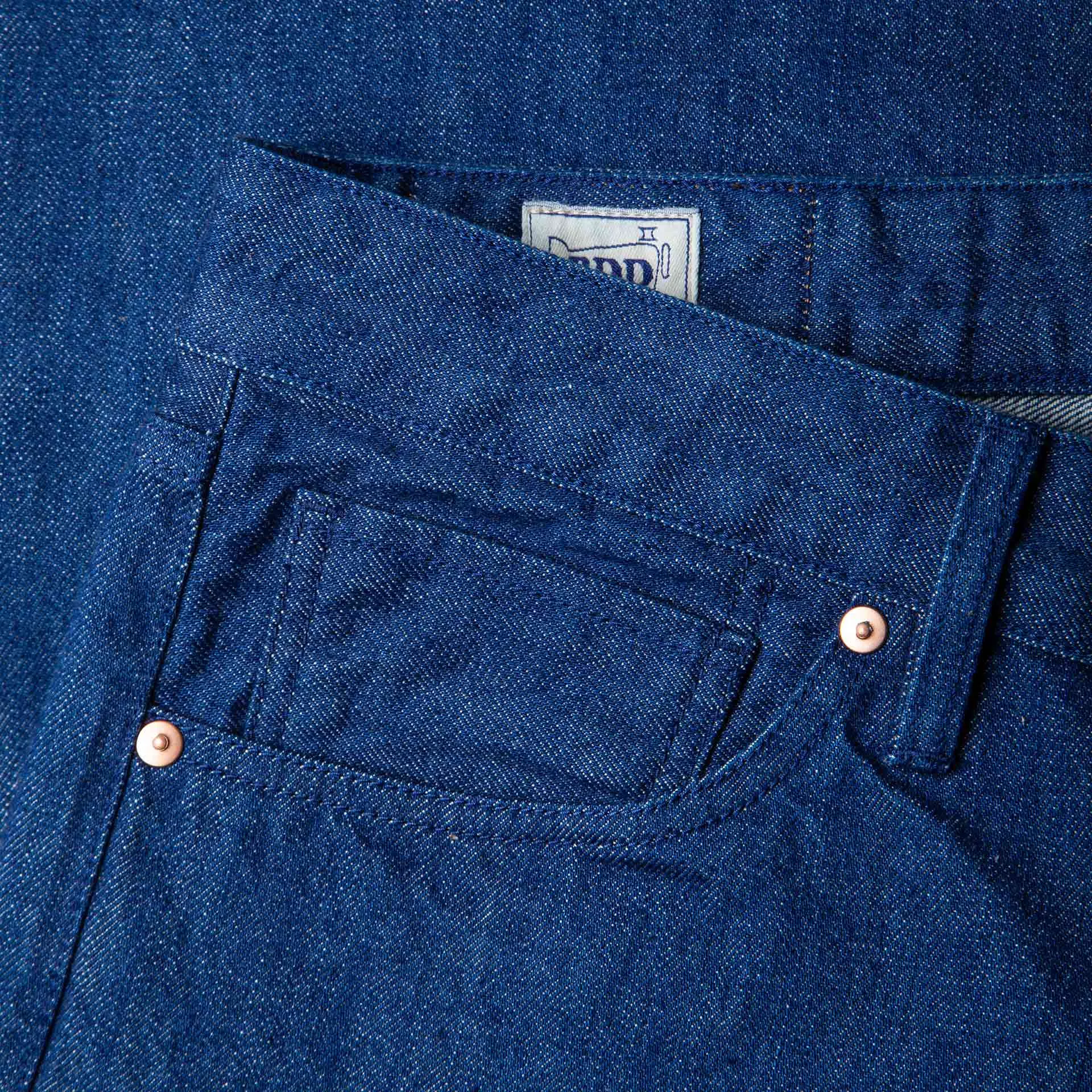 B-04 RELAXED 14 oz. selvedge colour denim / blue