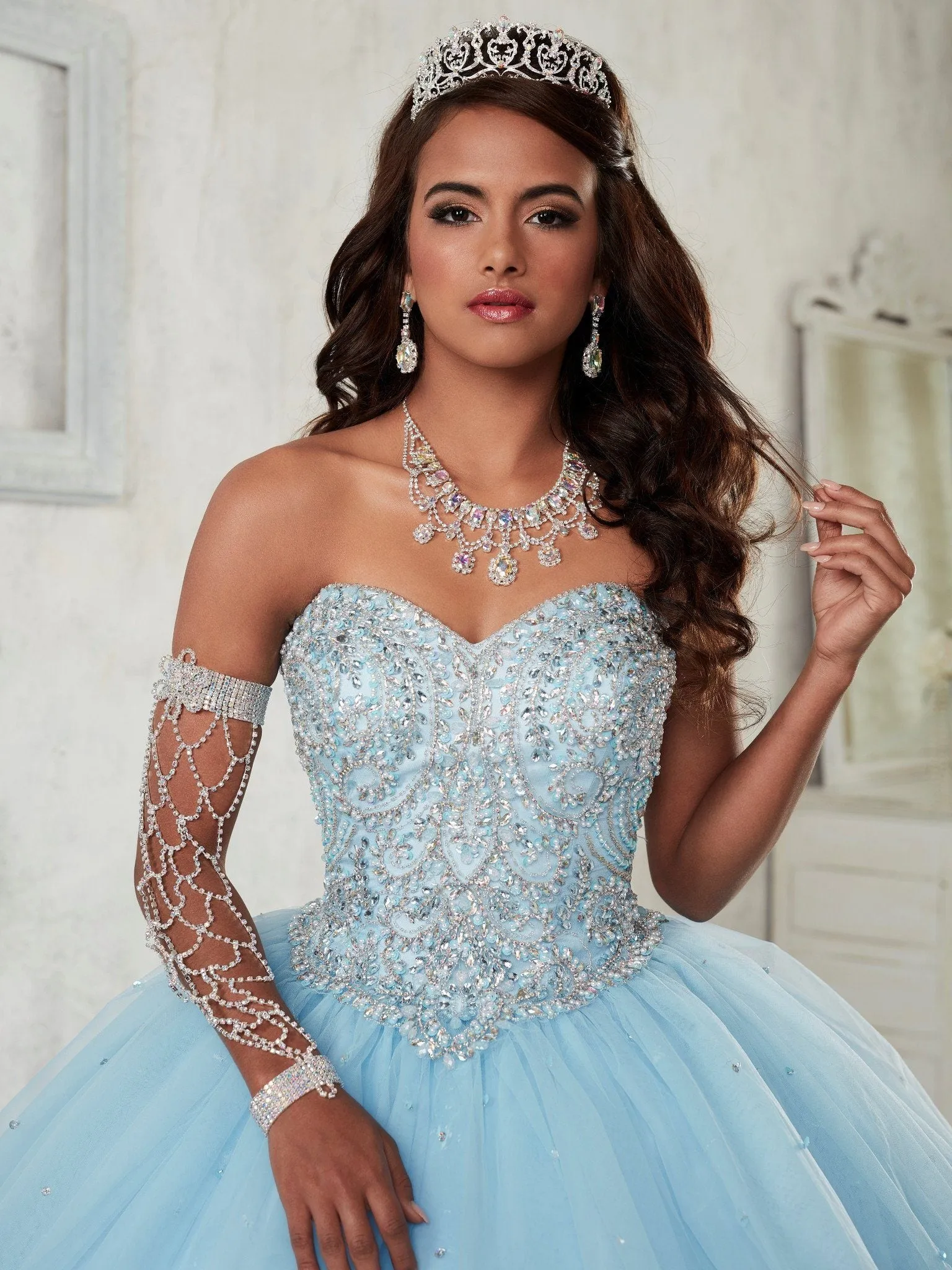 Beaded Strapless Dress by House of Wu Fiesta Gowns 56298