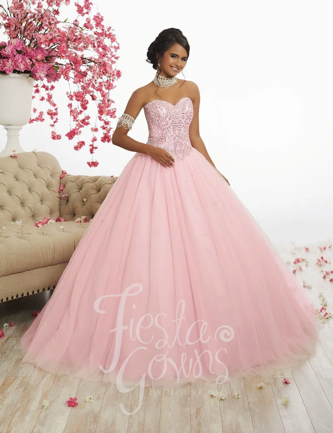 Beaded Strapless Dress by House of Wu Fiesta Gowns 56298