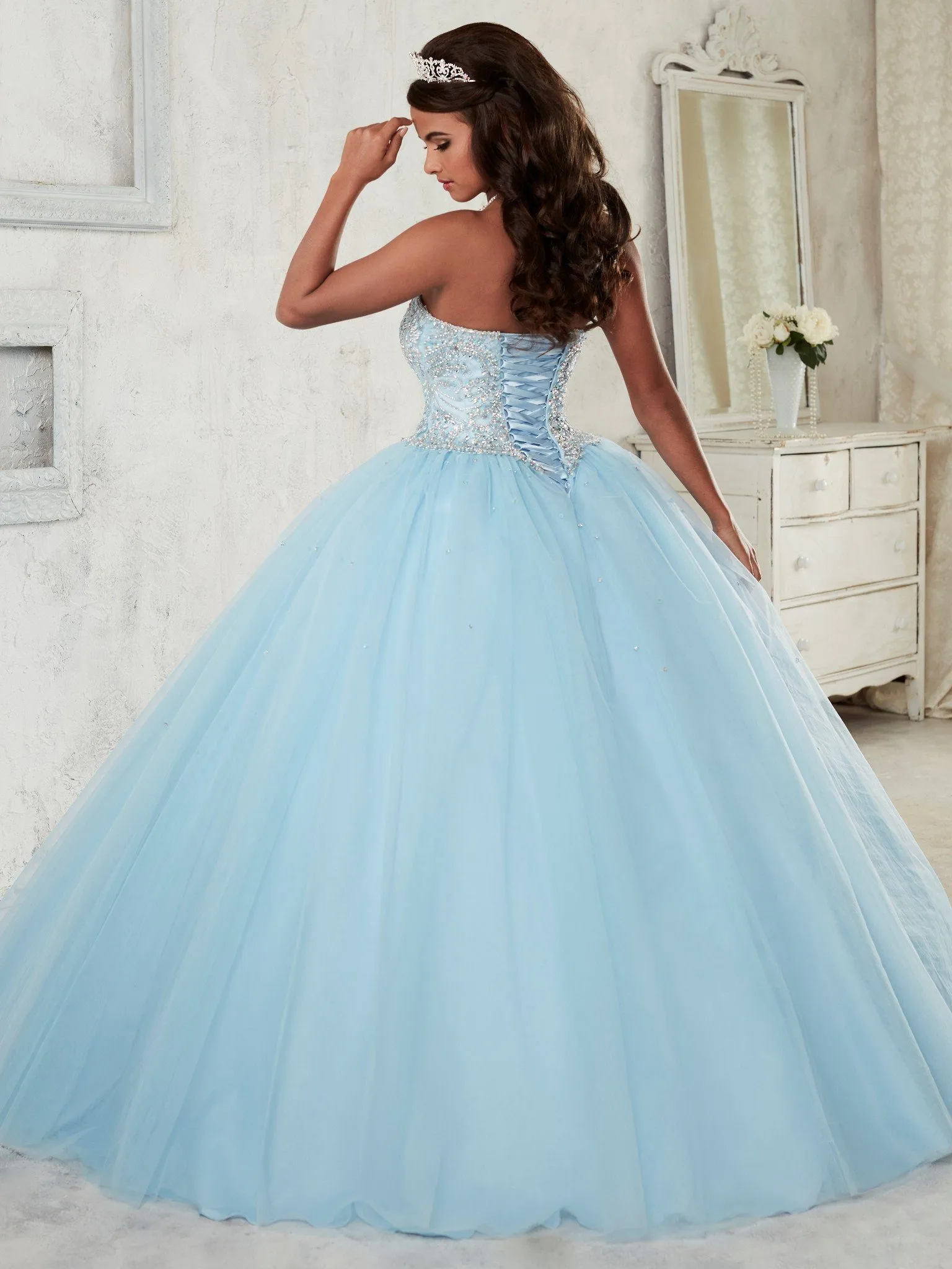 Beaded Strapless Dress by House of Wu Fiesta Gowns 56298