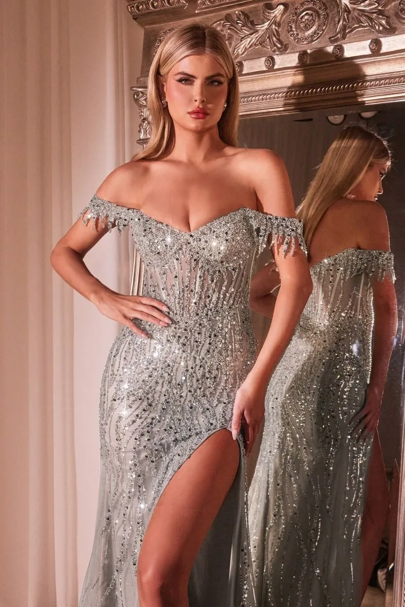 Beauteous | Off the Shoulder Sequin Gown | LaDivine CD0203