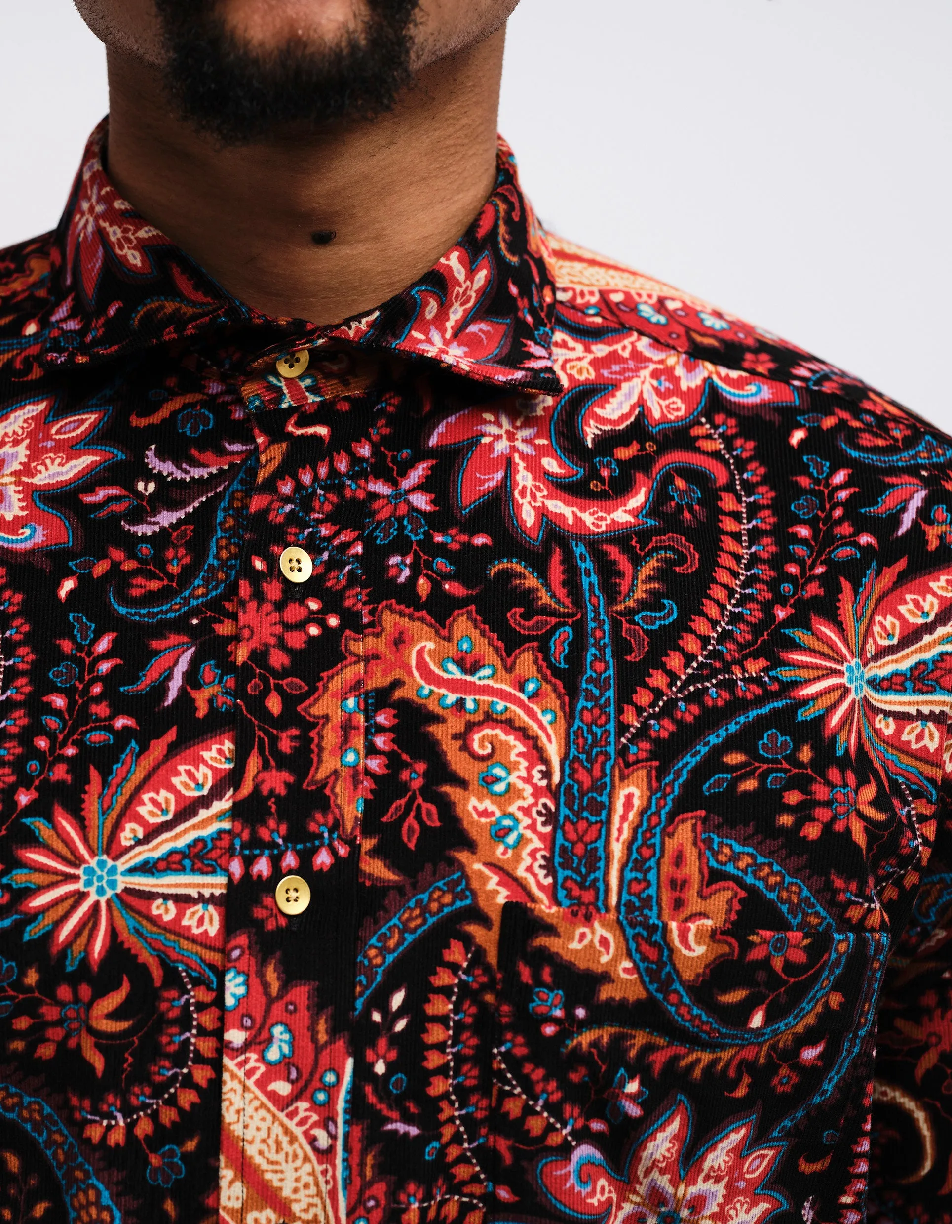 Black Paisley Corduroy Shirt GOLD