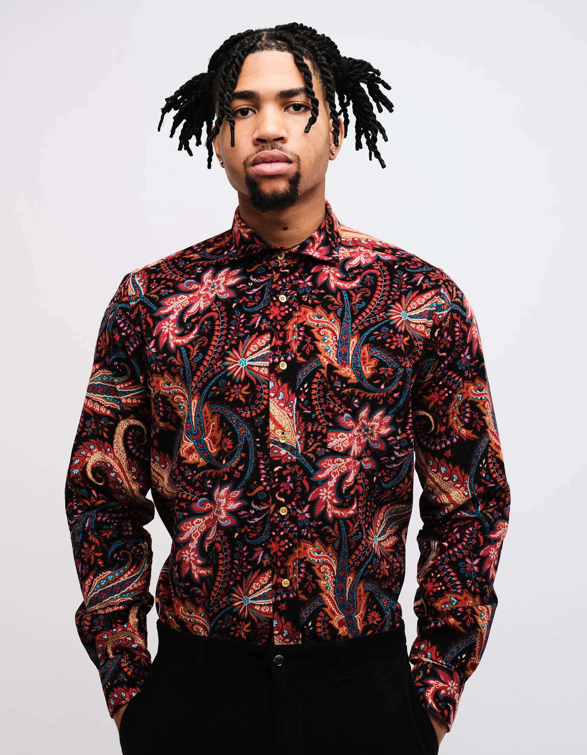 Black Paisley Corduroy Shirt GOLD