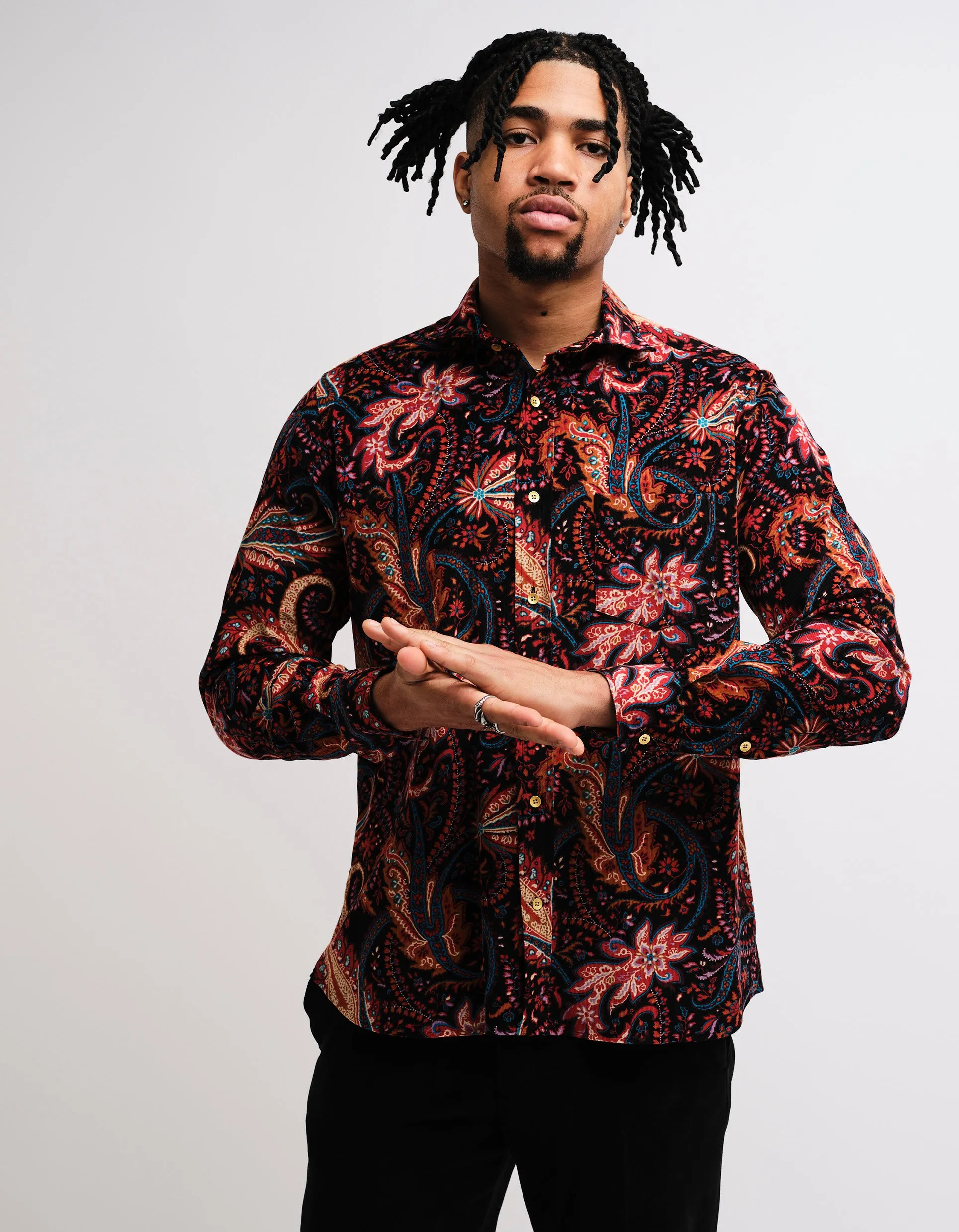 Black Paisley Corduroy Shirt GOLD