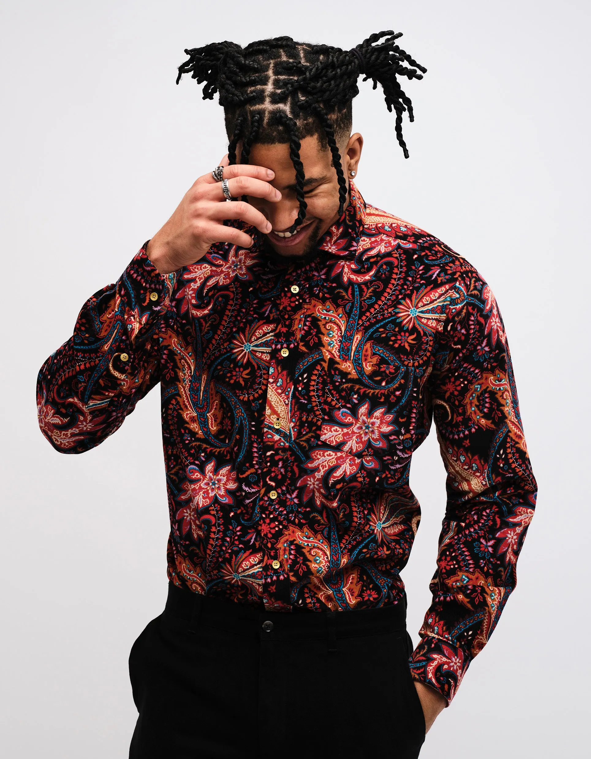 Black Paisley Corduroy Shirt GOLD