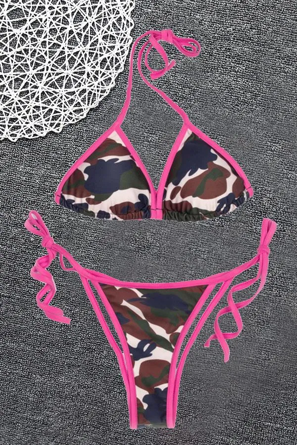 Camo Backless Tie Side Stylish Bikini