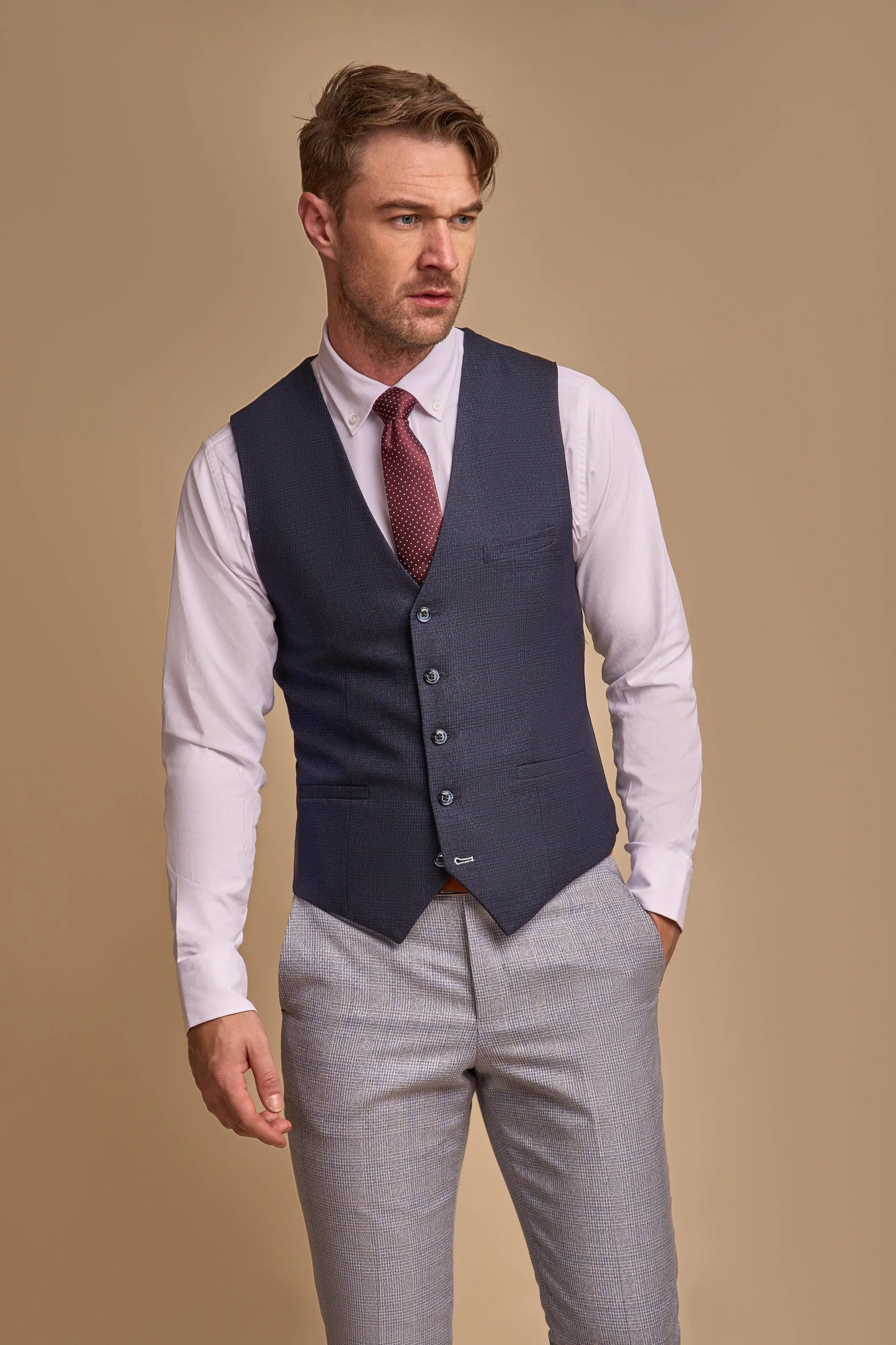 Caridi Sky with Caridi Navy Waistcoat