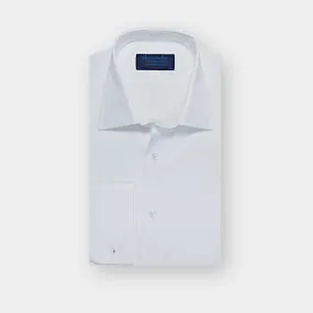 Classic Fit, Classic Collar, Double Cuff Shirt in Plain White Twill