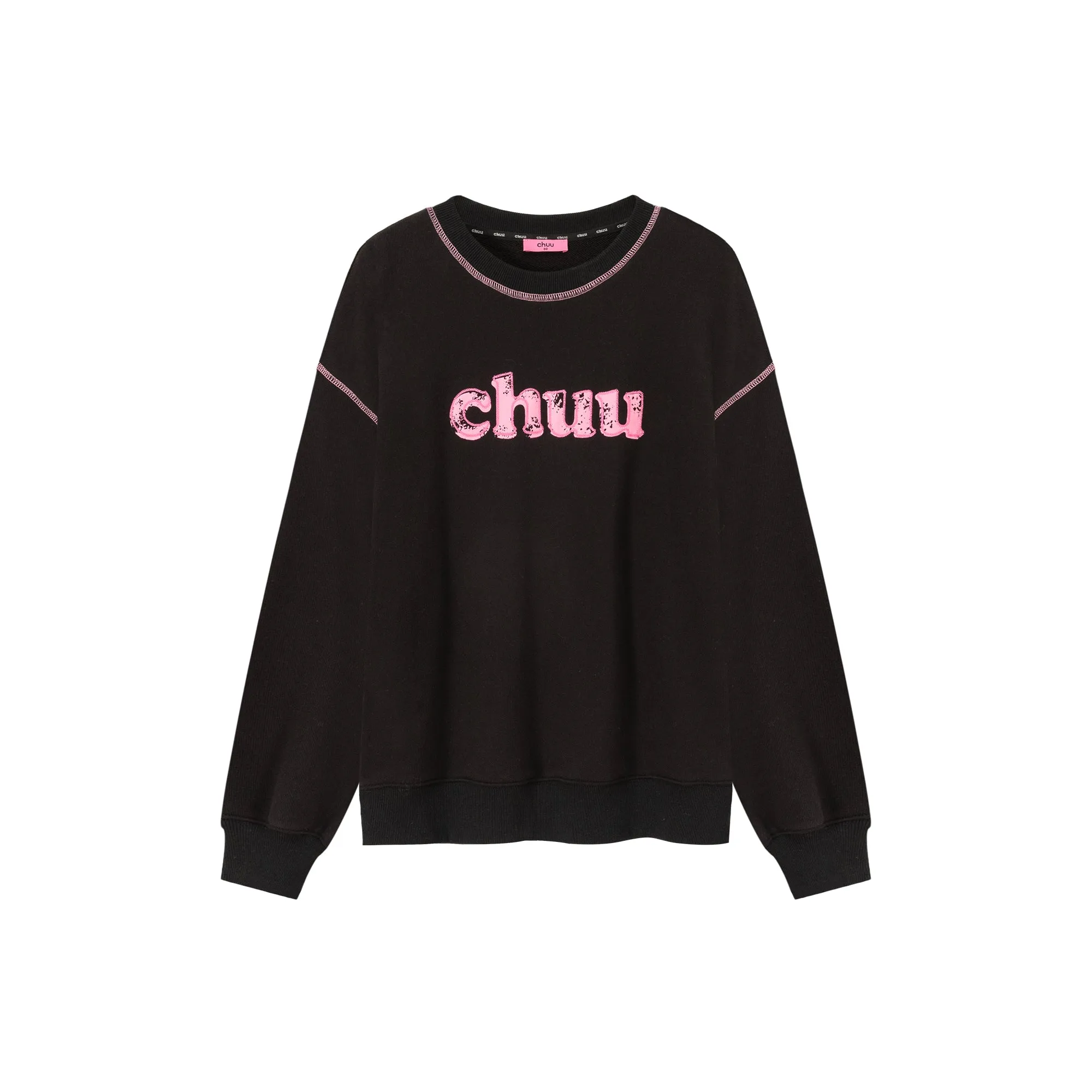 Color Logo Stitch Loose Fit Sweatshirt