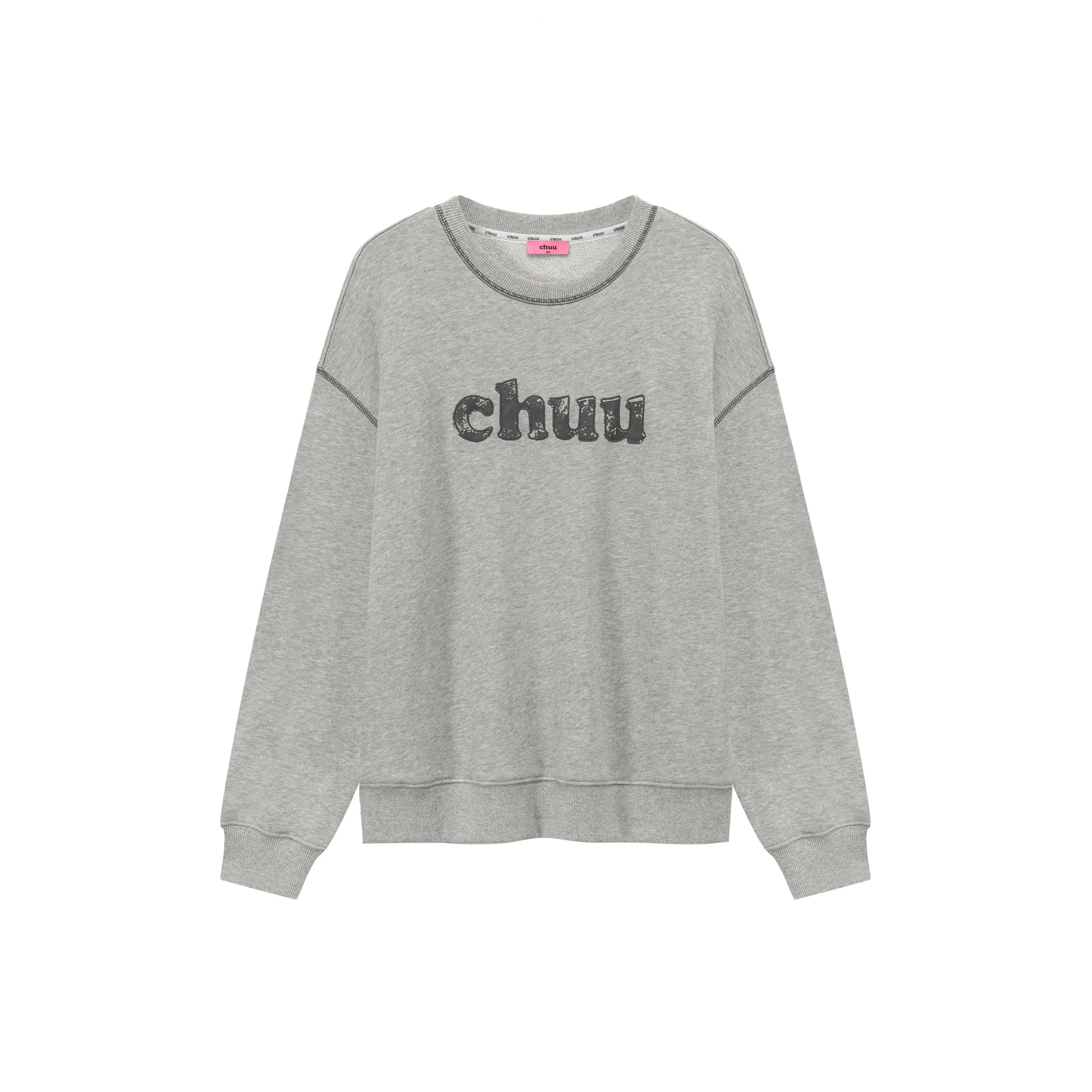 Color Logo Stitch Loose Fit Sweatshirt