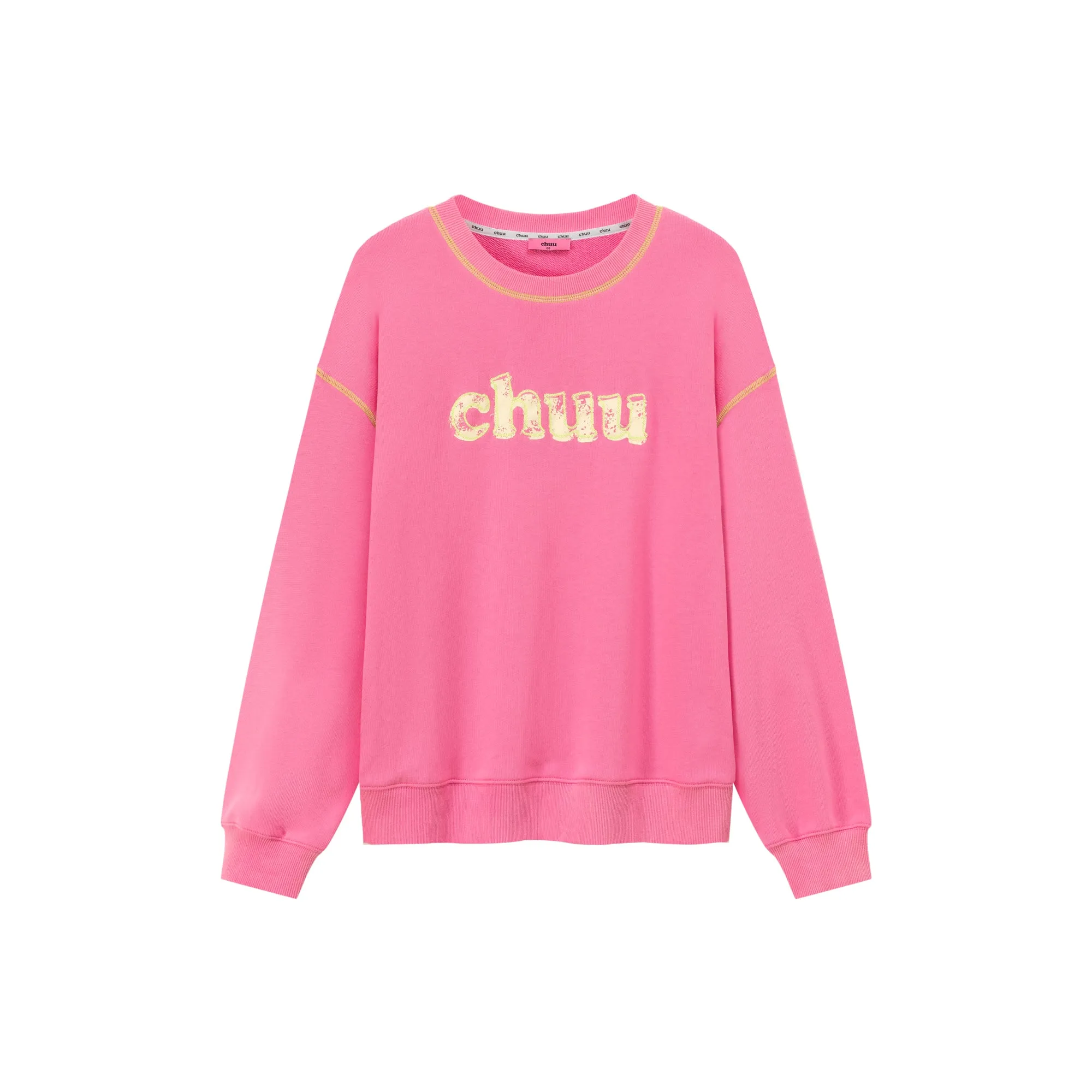 Color Logo Stitch Loose Fit Sweatshirt