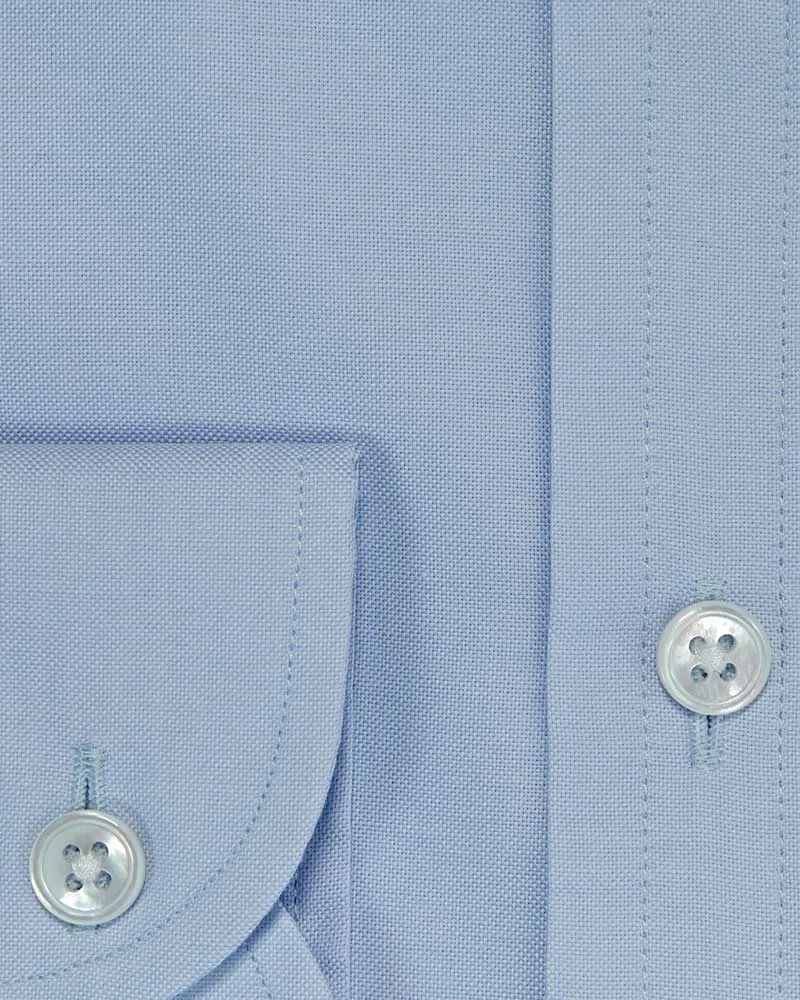 Contemporary Fit, Button Down Collar, 2 Button Cuff Shirt in a Blue Fine Oxford