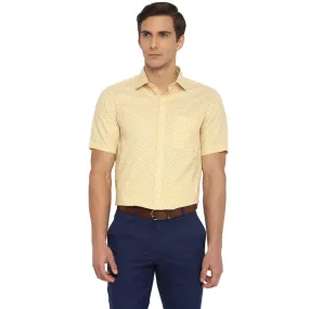 Cotton Light Yellow Regular Fit Printed Shirts