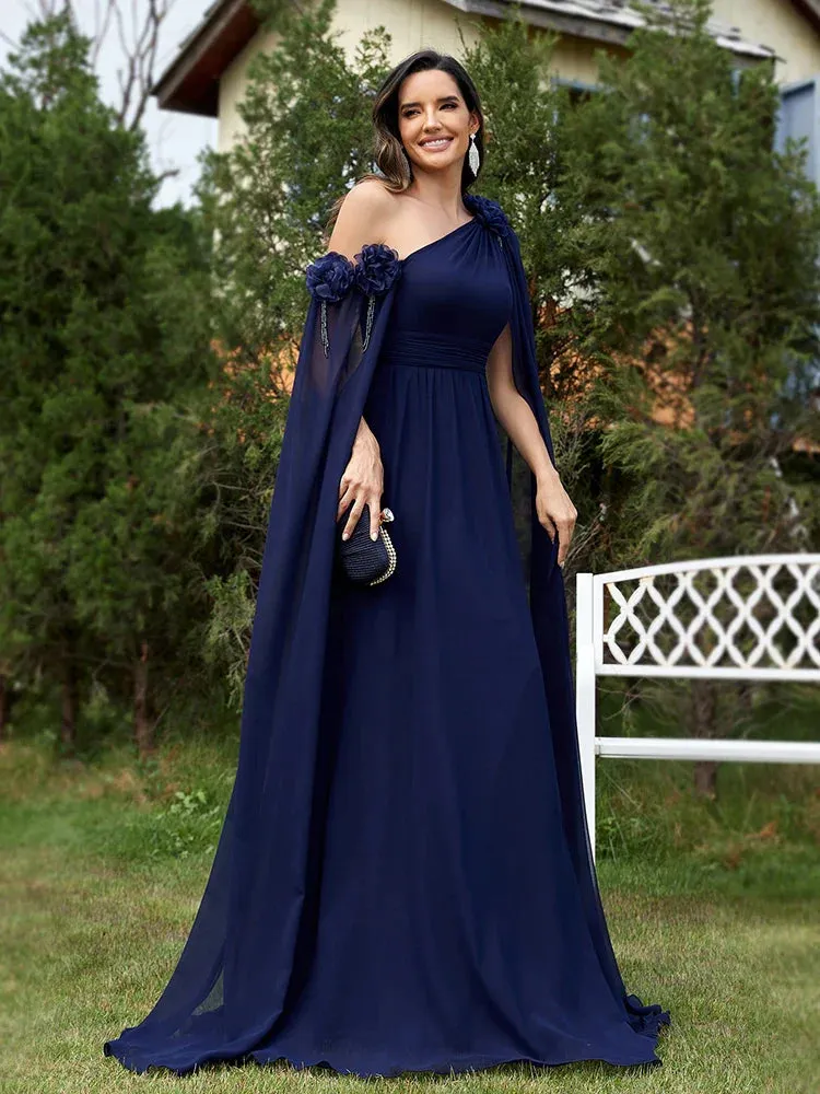 Draping Chiffon One-Shoulder Gown for Elegant Evenings