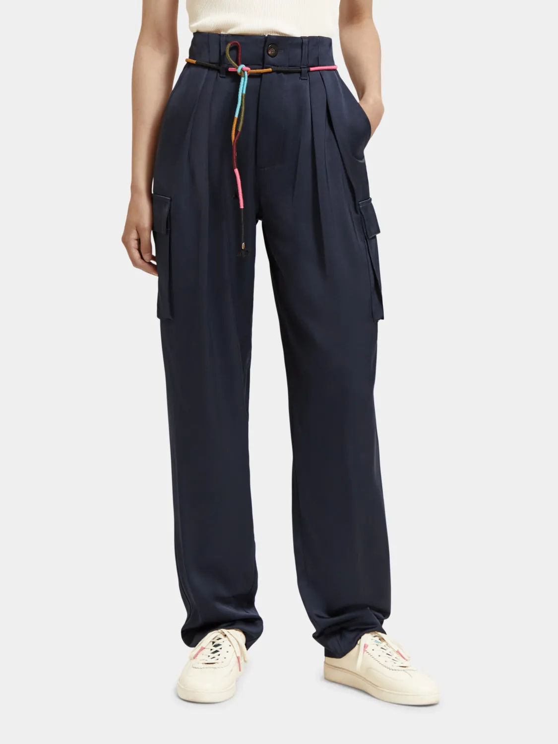 Faye high-rise tapered-leg utility pants