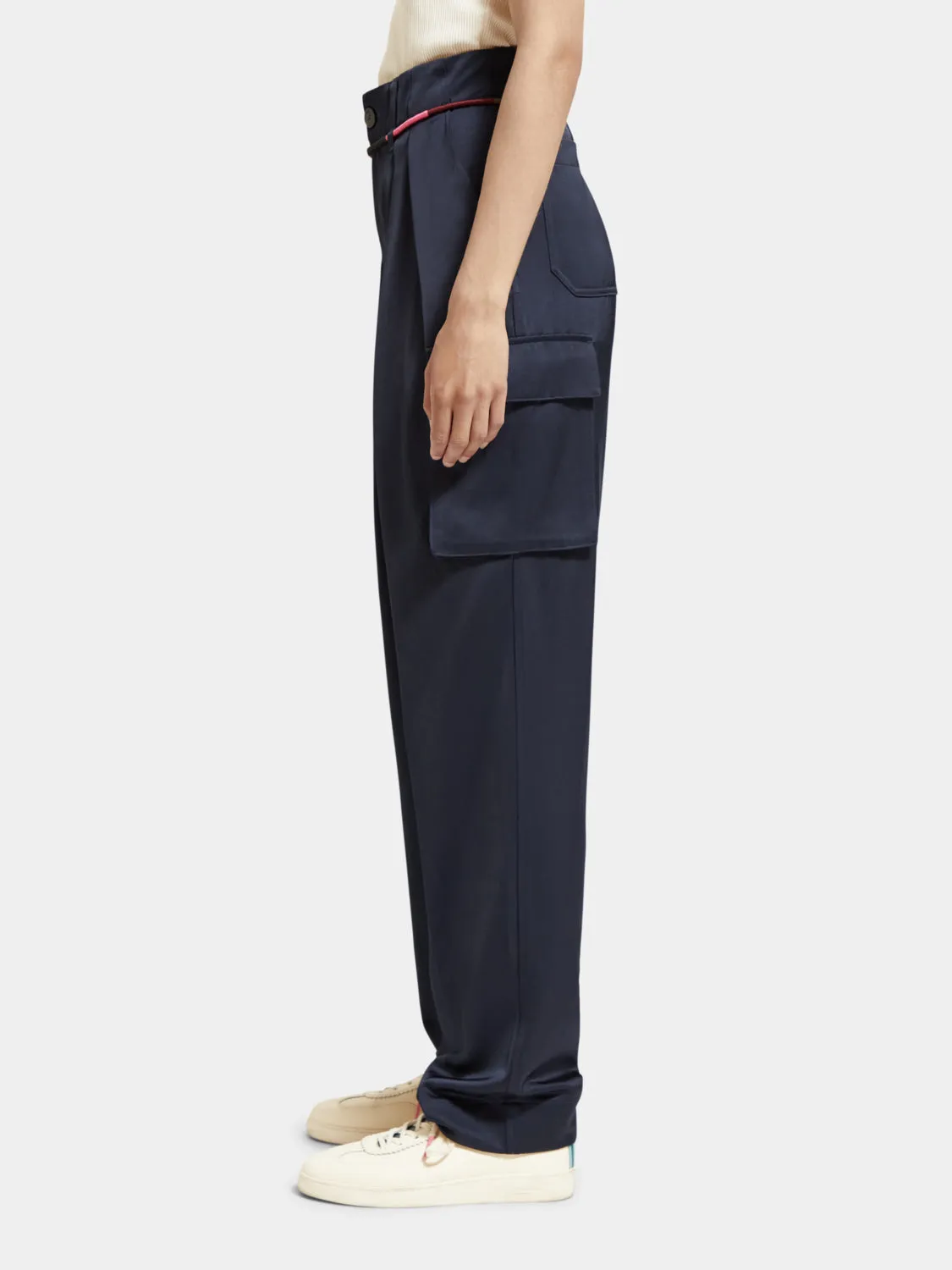 Faye high-rise tapered-leg utility pants