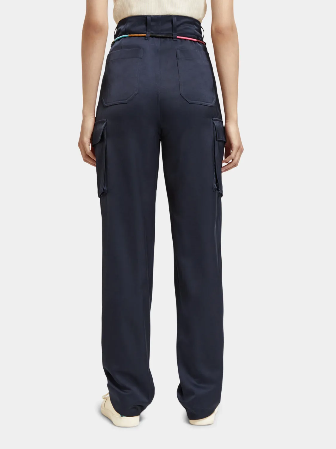 Faye high-rise tapered-leg utility pants