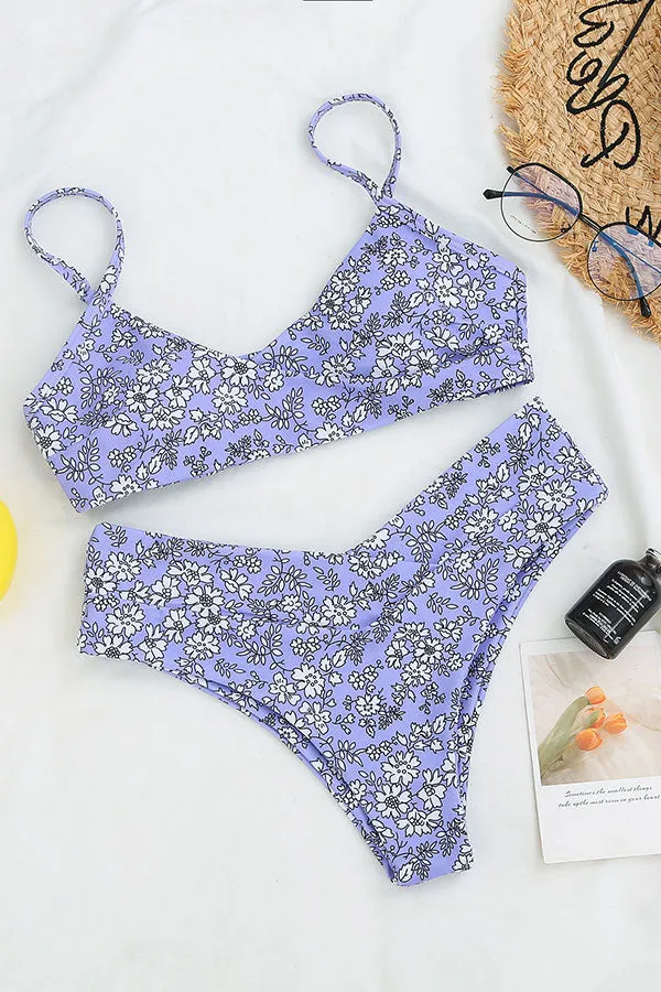 Floral Print Stylish Front Wrap Bikini