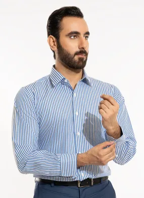 Formal Shirt - Supernova Silver Blue Chalk Stripes