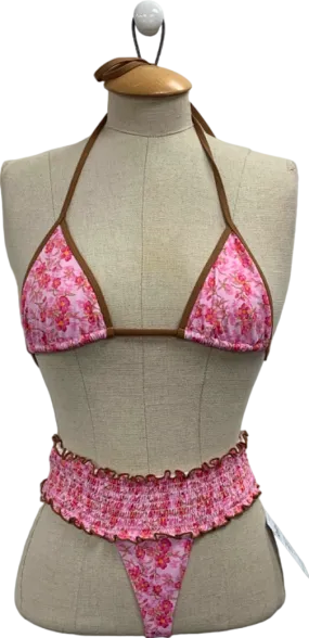 Frankies Bikinis Pink Floral Bikini Set UK S