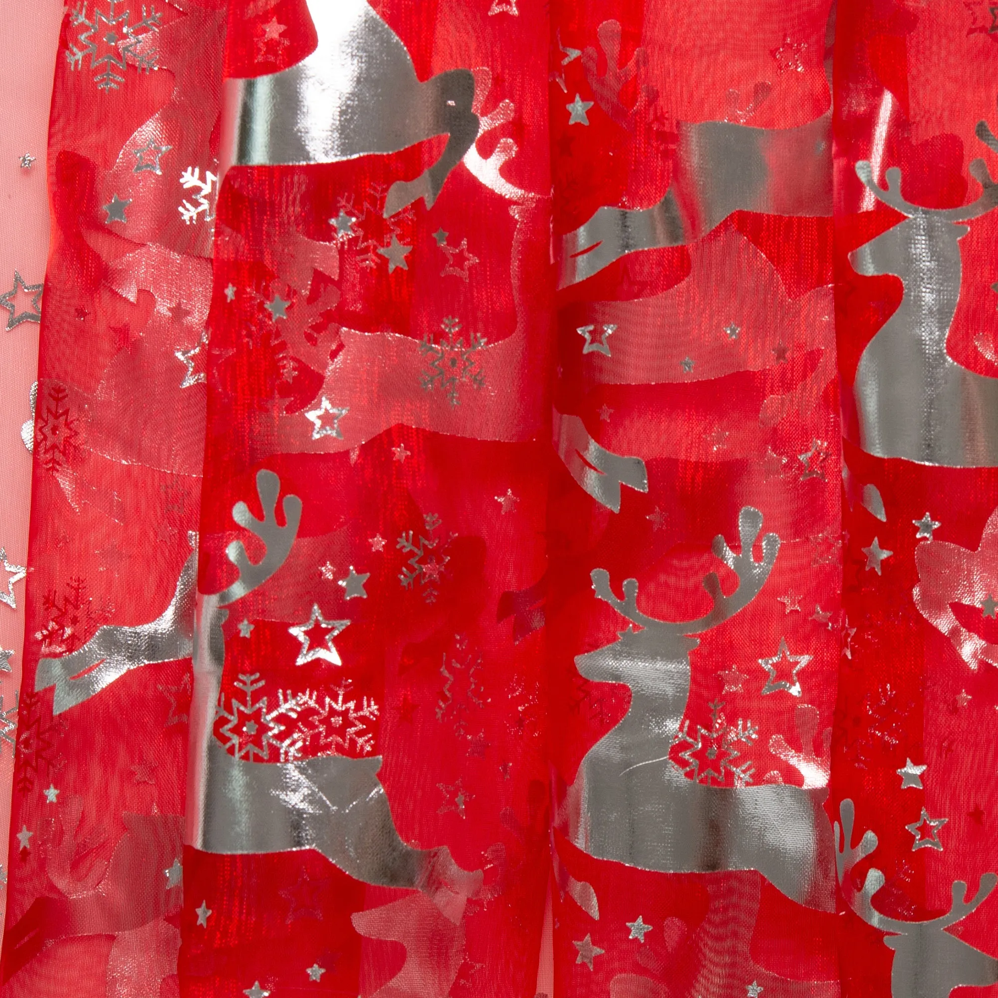 Holiday Organza Foil - Reindeer - Red