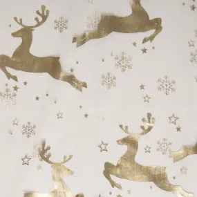 Holiday Organza Foil - Reindeer - White / Gold