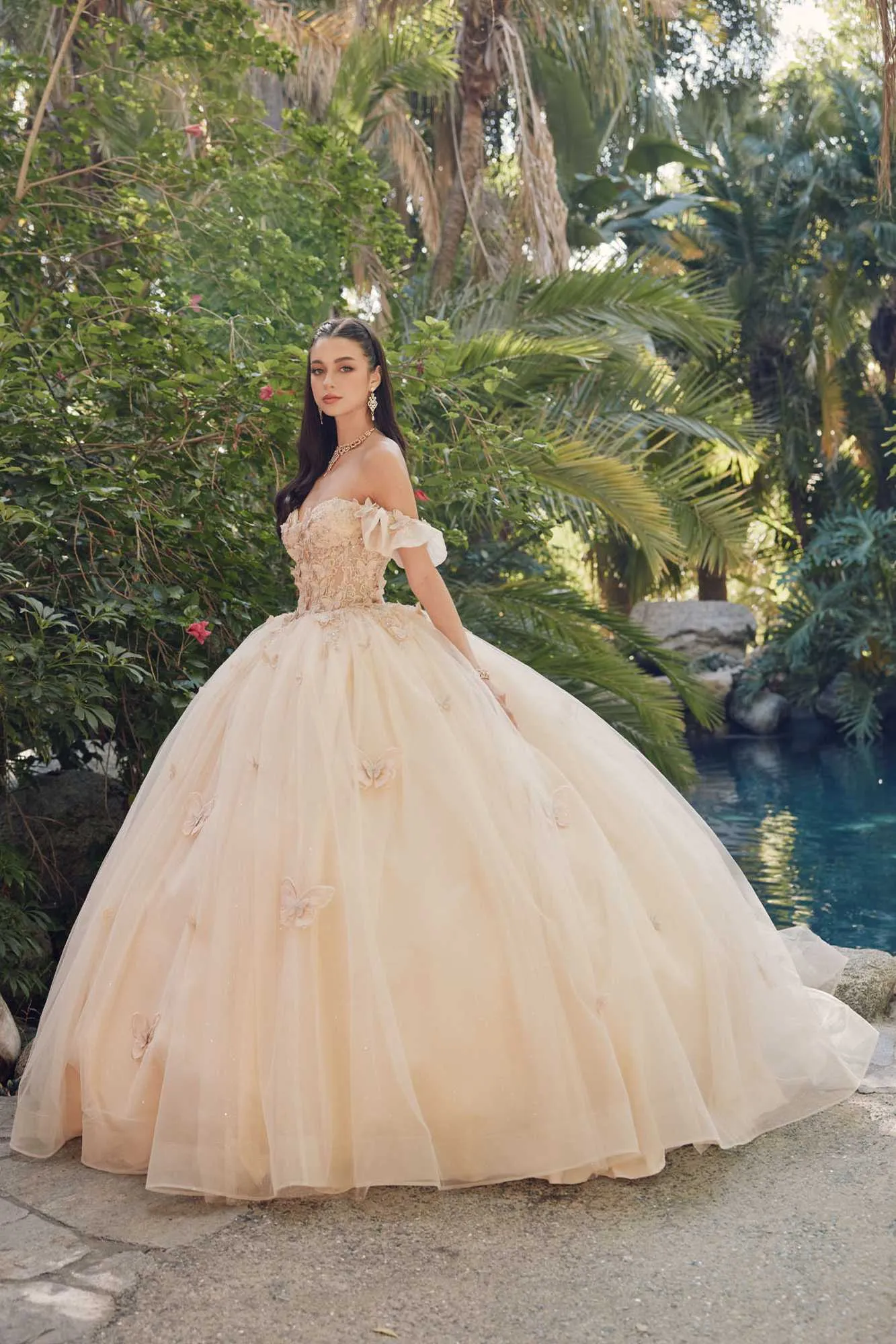 Juliet JT1448J Off the Shoulder A-Line Poofy Quinceanera Ball Gown