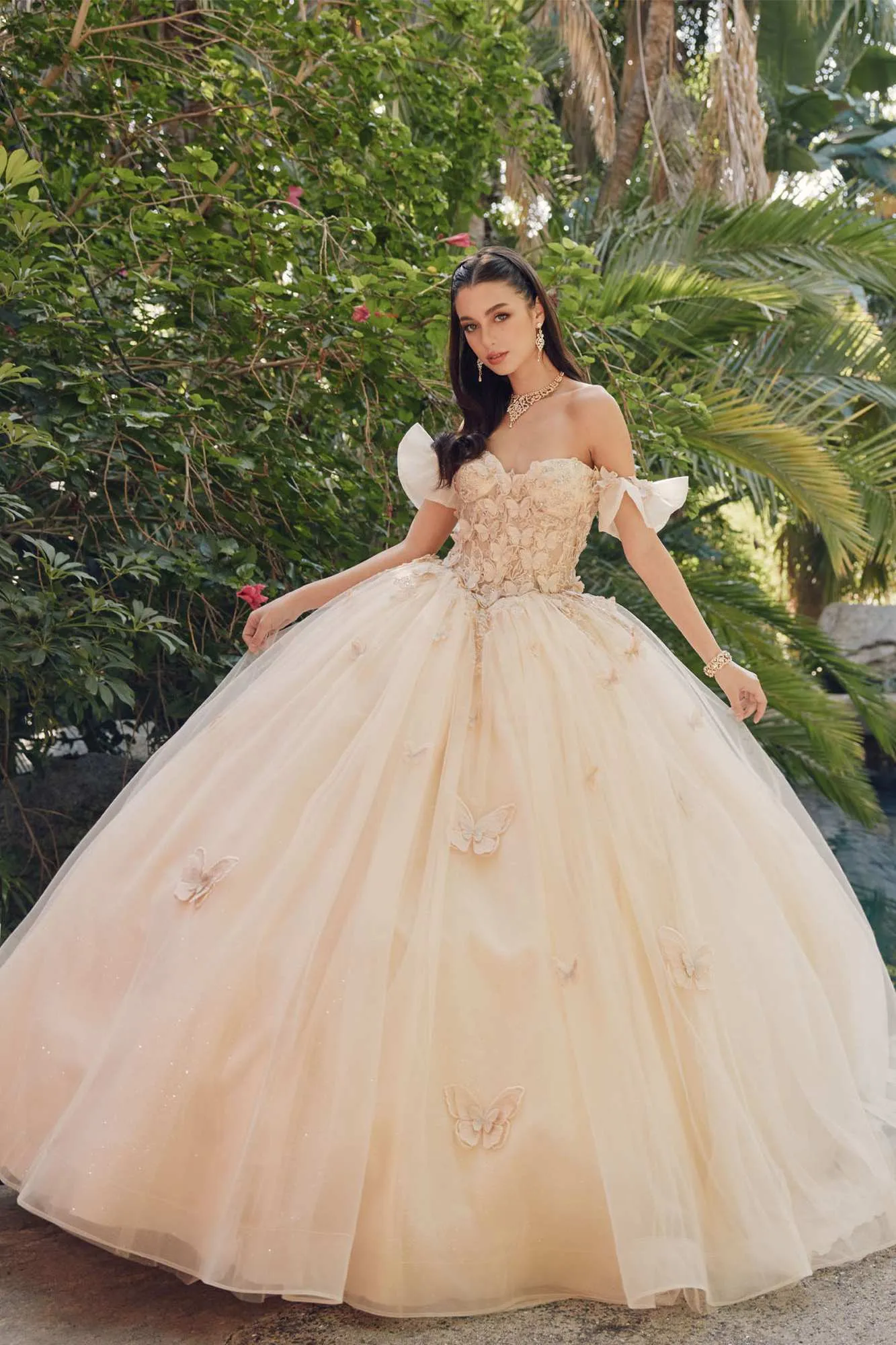 Juliet JT1448J Off the Shoulder A-Line Poofy Quinceanera Ball Gown