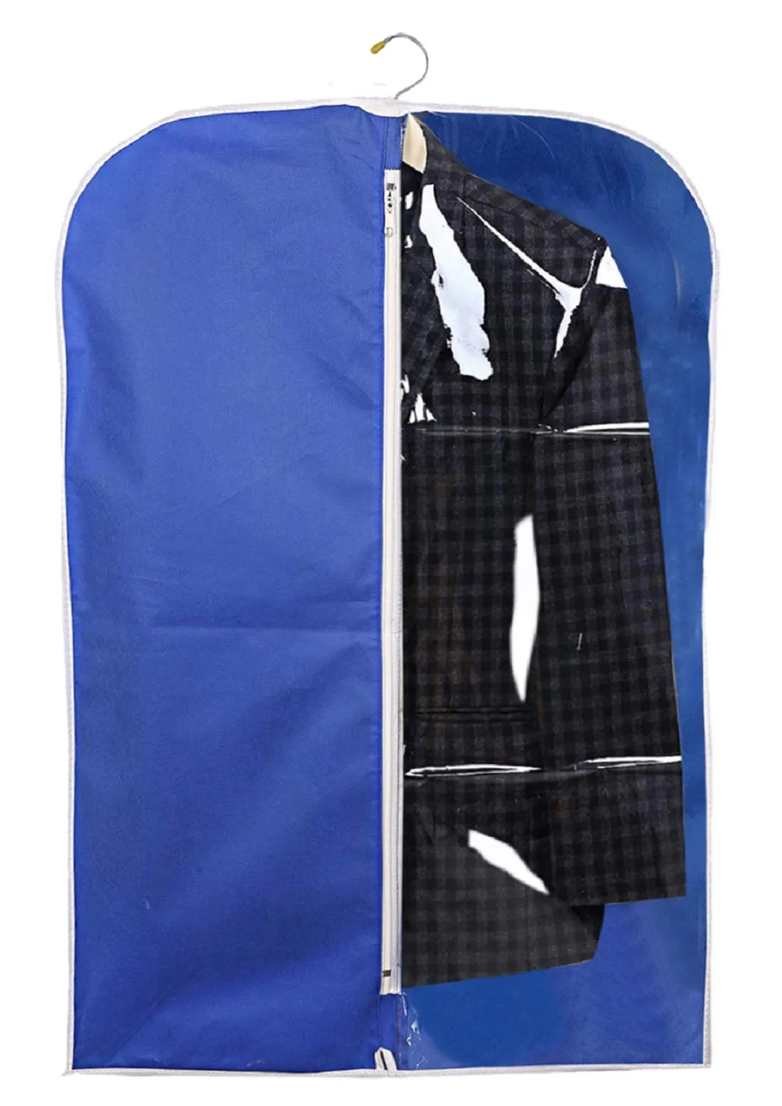 Kuber Industries 8 Pieces Half Transparent Non Woven Men's Coat Blazer Suit Cover (Royal Blue) -CTKTC41450