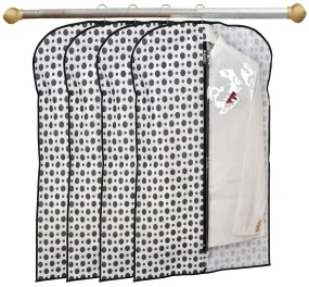 Kuber Industries Polka Dots Printed 4 Pieces Half Transparent Non Woven Men's Coat Blazer Cover (Black & White)-KUBMART885