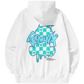 Letter Print Kangaroo Pocket Loose Hoodies