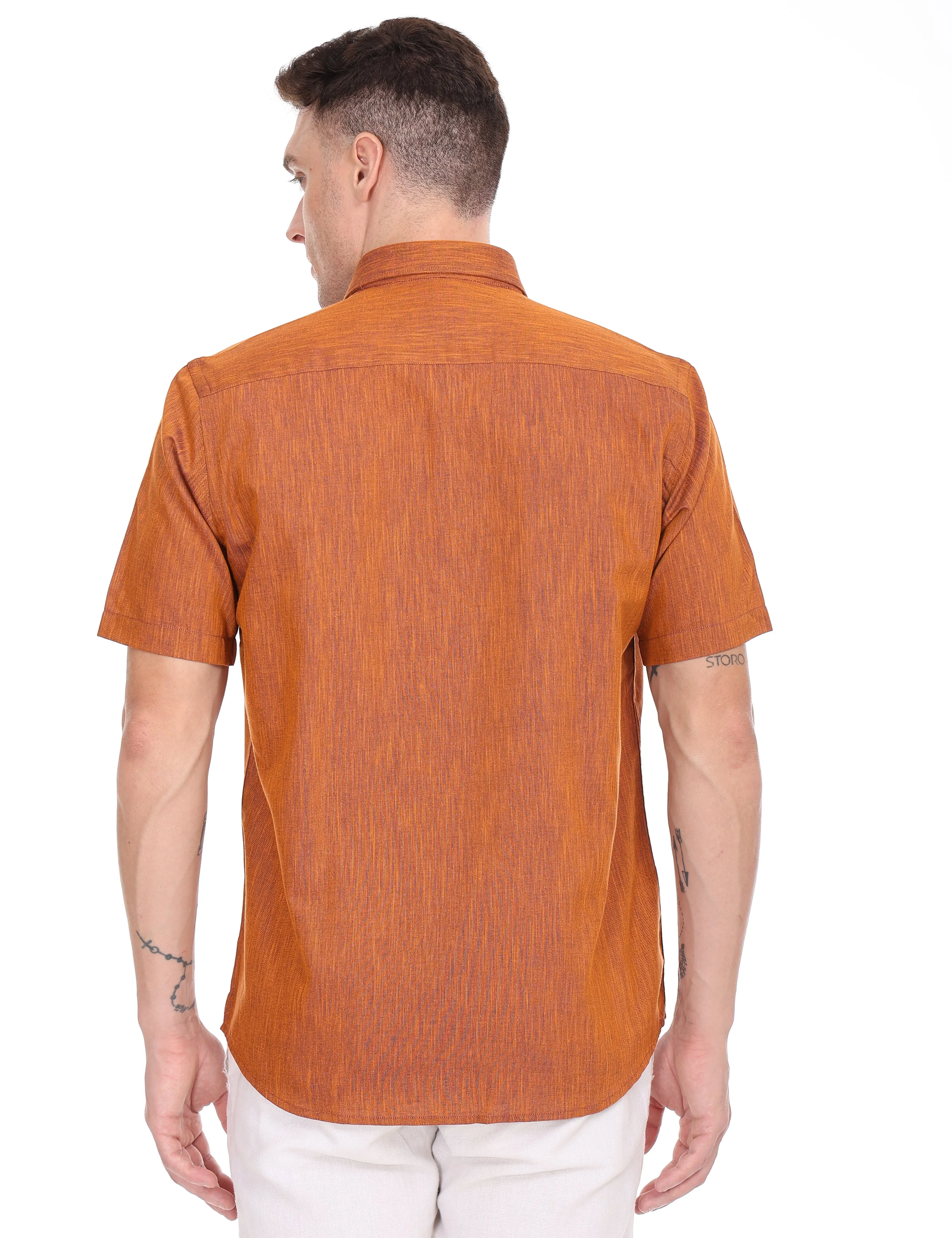 Linseed Cotton Colour Shirt Half Sleeve - 17014