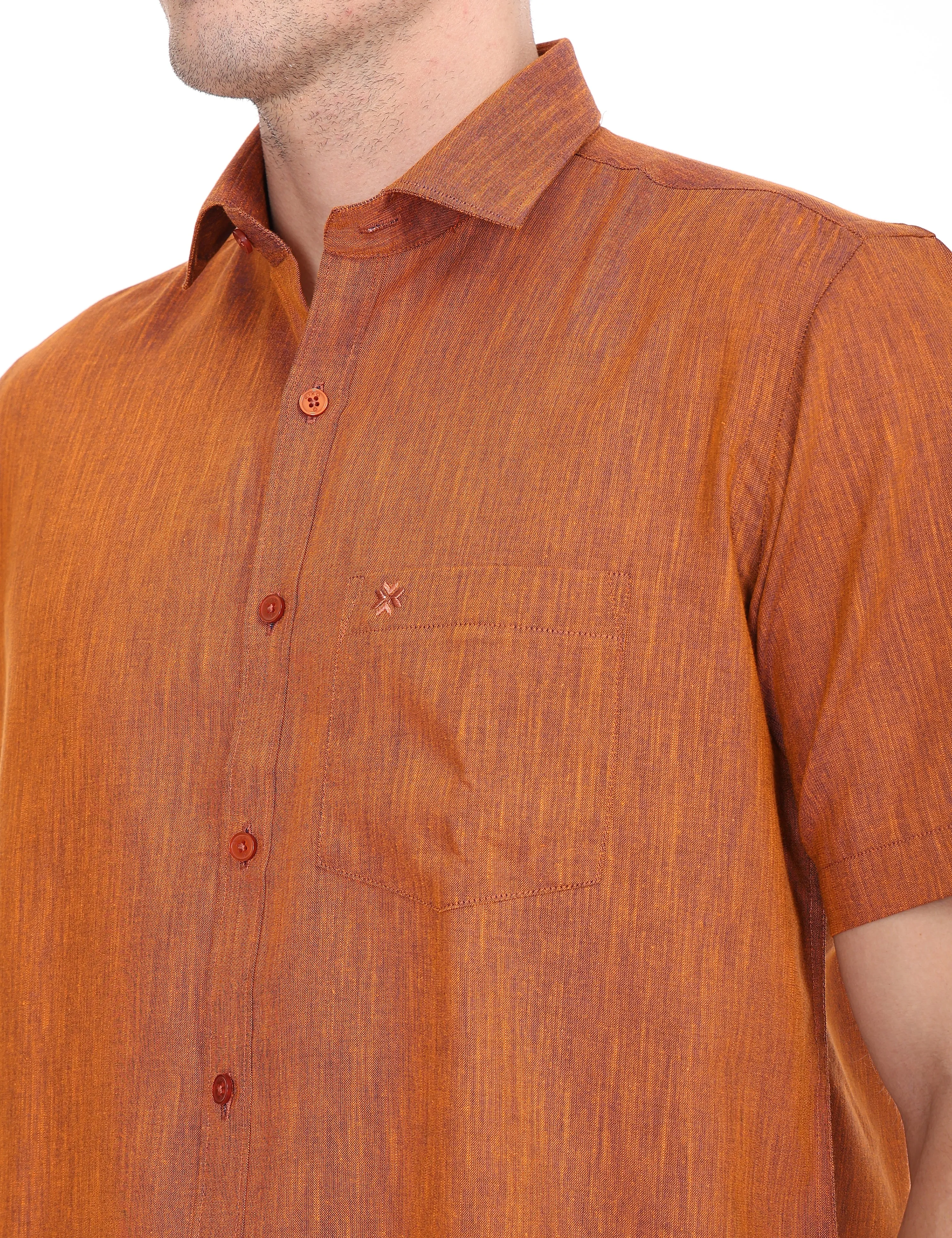 Linseed Cotton Colour Shirt Half Sleeve - 17014