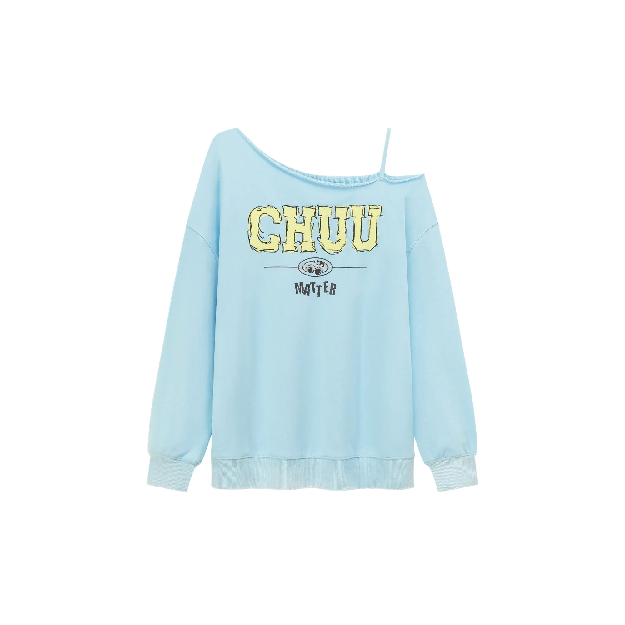 Logo One Shoulder Loose Fit Sweatshirt