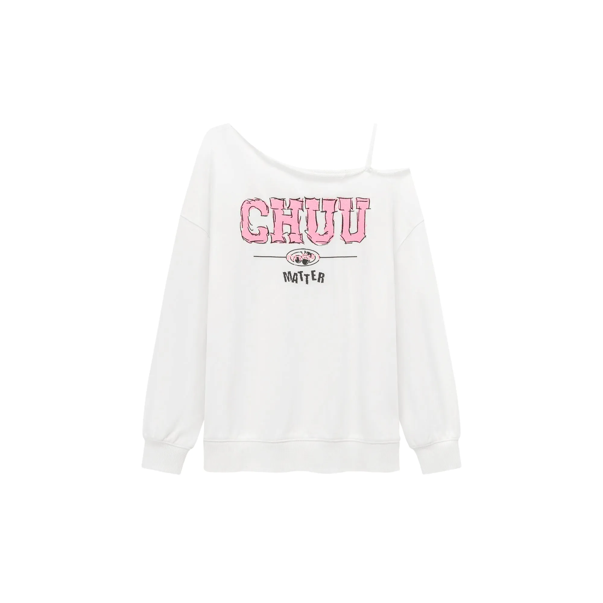 Logo One Shoulder Loose Fit Sweatshirt