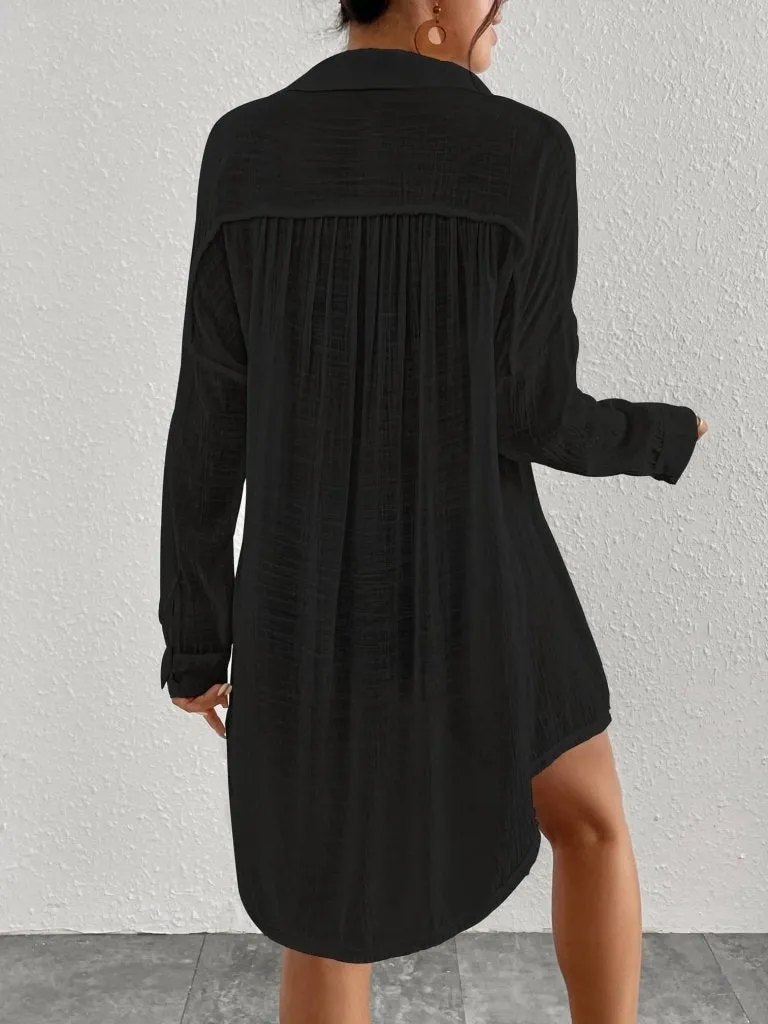 Long Sleeve Button Down Swim Cover Up