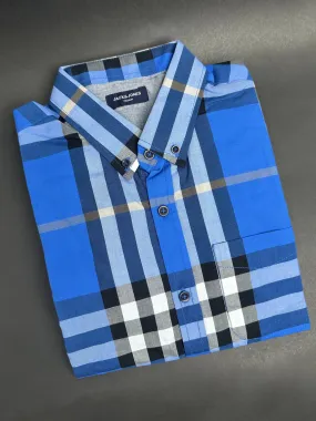 Men's Multicolor Royal Blue Check Shirt