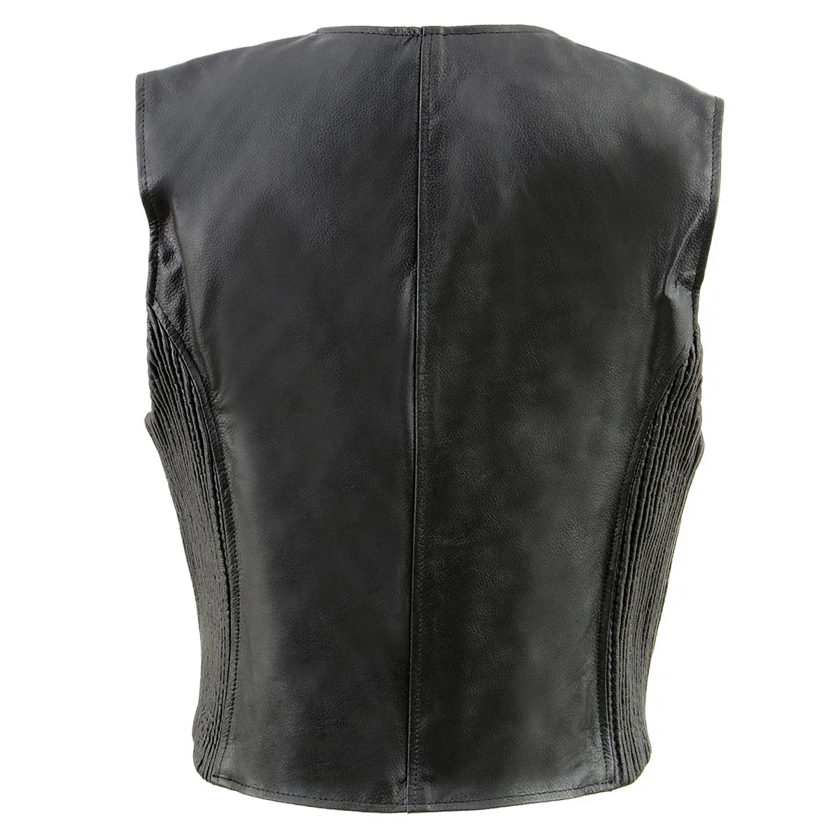 Milwaukee Leather SH1288 Women's Black Leather Deep V-Neck Motorcycle Rider Vest with Side Stretch Panels