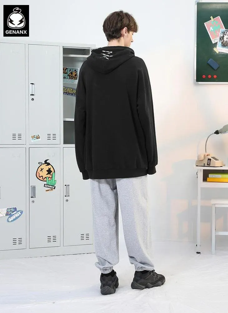 Minimalist Kangaroo Pocket Plain Loose Hoodies