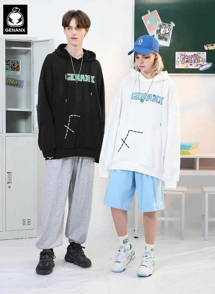 Minimalist Kangaroo Pocket Plain Loose Hoodies