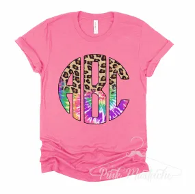 Monogrammed Leopard Tie Dye Tees / DTG Printed Bella Canvas Tees / Personalized Shirts