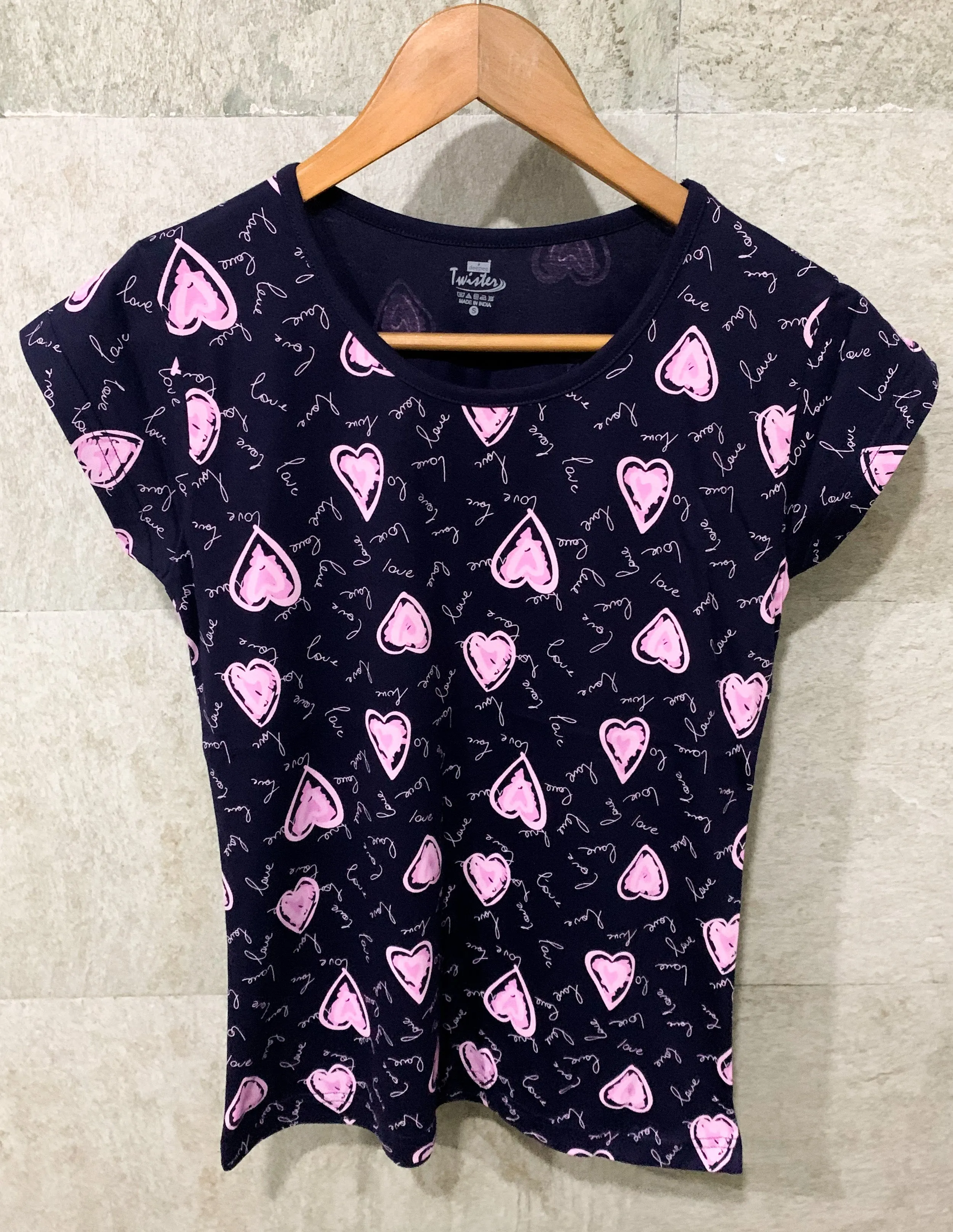 Navy Love Printed Tees