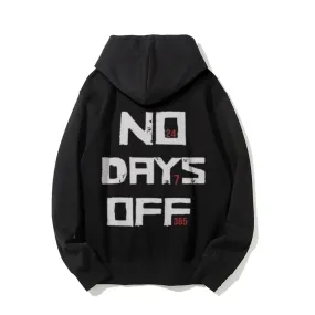 No Day Off Funny Letter Graphic Pullover With Kangaroo Pocket Hoodies