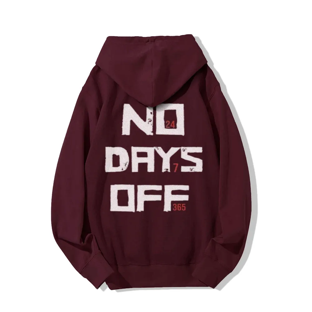 No Day Off Funny Letter Graphic Pullover With Kangaroo Pocket Hoodies